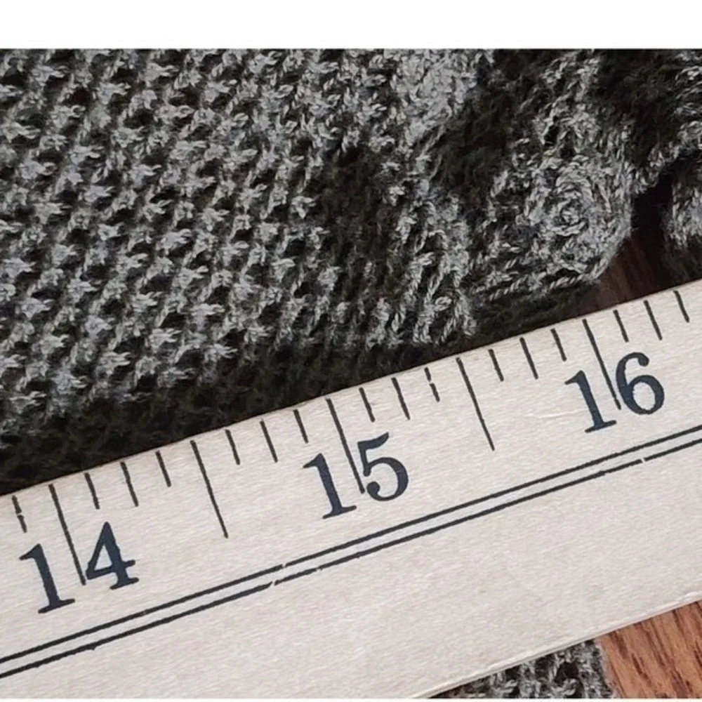 Olive Green Long Sleeve Top Mesh Open‎ Knit Boho M_5